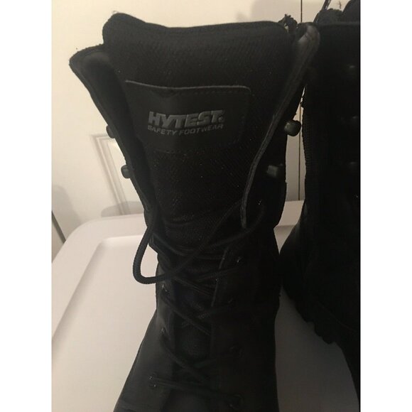 HY-TEST STEEL TOE  Safety Side Zip/lace‎ BLACK LEATHER BOOTS Men’s Sz 11.5 M main image 5